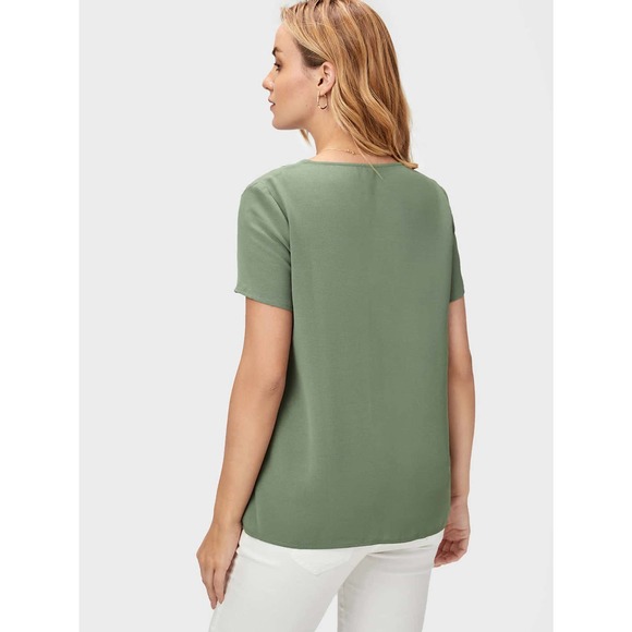 Maternity Solid V Neck short sleeve Blouse light green - Picture 2 of 11